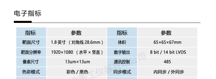 衡工相機_低照度相機_近紅外相機_CCD相機_產(chǎn)品參數